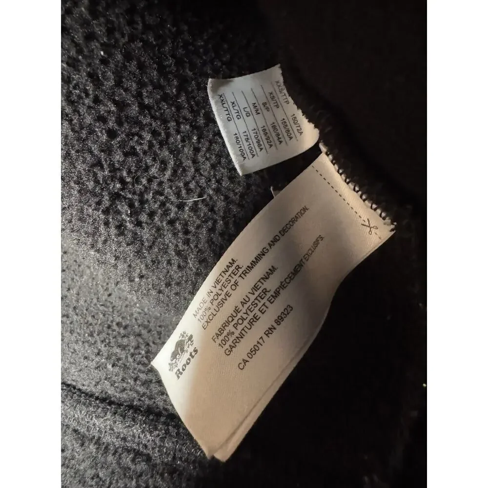 Roots Womens Shearling Sherpa Fleece 1/4 Quarter Zip Pullover Size Small Black